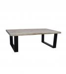 SOLID LIVE EDGE WOOD COFFEE TABLE W/ METAL BASE