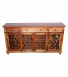 SOLID RECLAIMED TEAK WOOD & GLASS 4 DRAWER 4 DOOR SIDEBOARD MEDIA CABINET 