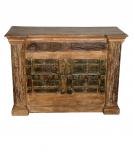 SOLID RECLAIMED TEAK WOOD W/ DECORATIVE IRON  BAR