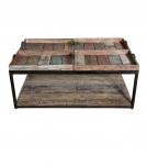 SOLID RECLAIMED TEAK & IRON TRAY COFFEE TABLE