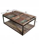 SOLID RECLAIMED TEAK & IRON TRAY COFFEE TABLE