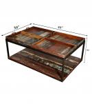 SOLID RECLAIMED TEAK TRAY COFFEE TABLE W/ IRON