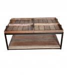 SOLID RECLAIMED TEAK WOOD & IRON TRAY COFFEE TABLE 