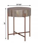 SOLID WOOD & METAL END TABLE SIDE TABLE