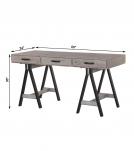 SOLID WOOD 3 DRAWER DESK W/ IRON BASE