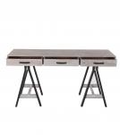 SOLID WOOD 3 DRAWER DESK W/ IRON BASE