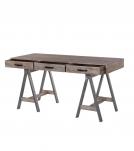 SOLID WOOD DESK W/ METAL BASE & 3 DRAWERS