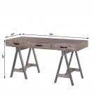 SOLID WOOD DESK W/ METAL BASE & 3 DRAWERS