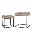 SET OF 2 SOLID WOOD &  IRON TRAY TABLES