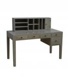 2 PIECE SOLID WOOD DESK W/ 5 DRAWERS + ORGANIZER