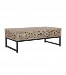 HAND CARVED WOOD & IRON COFFEE TABLE
