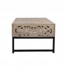 HAND CARVED WOOD & IRON COFFEE TABLE