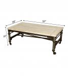 SOLID WOOD & IRON COFFEE TABLE ON WHEELS