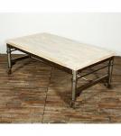 SOLID WOOD & IRON TROLLEY COFFEE TABLE