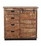 SOLID WOOD & IRON SLIDING DOOR SIDEBOARD