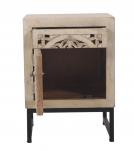 carved 1 drawer / 1 door end table