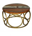 SOLID RECLAIMED TEAK WOOD & IRON ROUND COFFEE TABLE