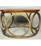 SOLID RECLAIMED TEAK WOOD & IRON ROUND COFFEE TABLE