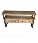 SOLID RECLAIMED TEAK WOOD & IRON MEDIA CENTER CONSOLE