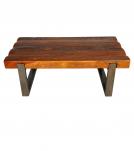 SOLID THICK RECLAIMED TEAK COFFEE TABLE W/ METAL BASE