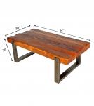 SOLID THICK RECLAIMED TEAK COFFEE TABLE W/ METAL BASE