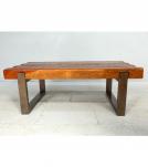 SOLID THICK RECLAIMED TEAK COFFEE TABLE W/ METAL BASE
