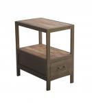 IRON & SOLID WOOD  END TABLE