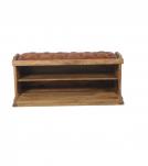 Wood Trunk w/ Upholstered Leather top