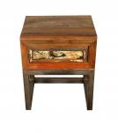 SOLID RECLAIMED TEAK WOOD & IRON NIGHTSTAND END TABLE W/ DRAWER