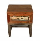 SOLID RECLAIMED TEAK WOOD & IRON NIGHTSTAND END TABLE W/ DRAWER