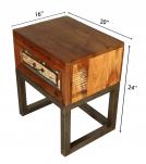 SOLID RECLAIMED TEAK WOOD & IRON NIGHTSTAND END TABLE W/ DRAWER