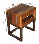 SOLID RECLAIMED TEAK WOOD & IRON NIGHTSTAND END TABLE W/ DRAWER