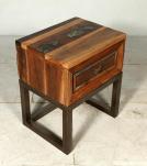 SOLID RECLAIMED TEAK WOOD & IRON NIGHTSTAND END TABLE W/ DRAWER