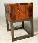 SOLID RECLAIMED TEAK WOOD & IRON NIGHTSTAND END TABLE W/ DRAWER