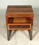 SOLID RECLAIMED TEAK WOOD & IRON NIGHTSTAND END TABLE W/ DRAWER