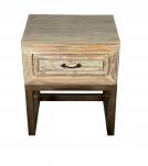 SOLID RECLAIMED TEAK WOOD & IRON NIGHTSTAND END TABLE W/ DRAWER