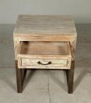 SOLID RECLAIMED TEAK WOOD & IRON NIGHTSTAND END TABLE W/ DRAWER
