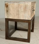 SOLID RECLAIMED TEAK WOOD & IRON NIGHTSTAND END TABLE W/ DRAWER