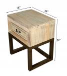 SOLID RECLAIMED TEAK WOOD & IRON NIGHTSTAND END TABLE W/ DRAWER