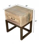 RECLAIMED WOOD & METAL END TABLE / NIGHT STAND 