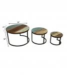 SOLID RECLAIMED TEAK WOOD & IRON NESTING TABLES