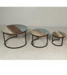 SOLID RECLAIMED TEAK WOOD & IRON NESTING TABLES