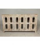 SOLID RECLAIMED TEAK WOOD & GLASS 6 DOOR SIDEBOARD CONSOLE 