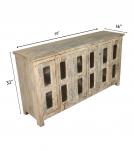 SOLID RECLAIMED TEAK WOOD & GLASS 6 DOOR SIDEBOARD CONSOLE 