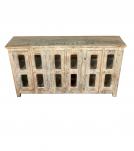 SOLID RECLAIMED TEAK WOOD & GLASS 6 DOOR SIDEBOARD CONSOLE 