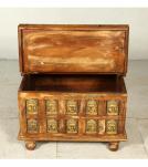 SOLID RECLAIMED TEAK W/ BRASS FITTED BUDDHA CASTINGS TRUNK COFFEE TABLE BLANKET CHEST
