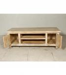 SOLID RECLAIMED TEAK W/ BRASS FITTED BUDDHA CASTINGS CABINET CONSOLE