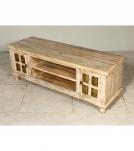 SOLID RECLAIMED TEAK W/ BRASS FITTED BUDDHA CASTINGS CABINET CONSOLE