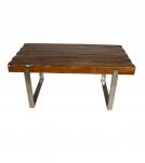 SOLID WOOD RECLAIMED TEAK DINING TABLE W/ METAL BASE - INCREDIBLY THICK & BEAUTIFUL