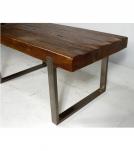 SOLID WOOD RECLAIMED TEAK DINING TABLE W/ METAL BASE - INCREDIBLY THICK & BEAUTIFUL